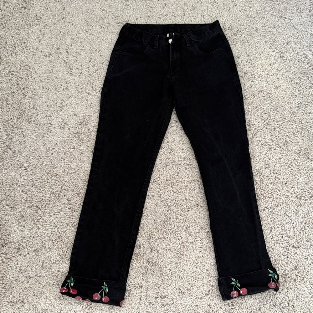 Black Cherry Embroidered Women's Jeans